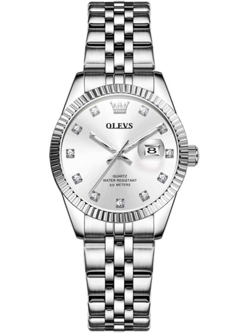 Elegant Women's Dress Watch - Small Face, Stainless Steel, Diamond Dial